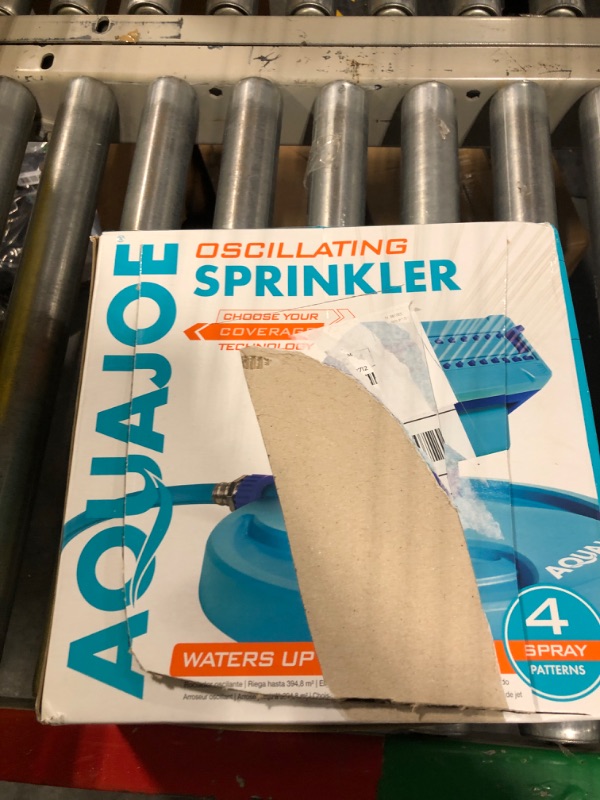 Photo 2 of Aqua Joe AJ-OSPR20 Mini Gear-Driven Oscillating Sprinkler on Sled Base, 4,250 Sq. Ft. Max, Blue & SJI-OMS16 Indestructible Metal Base Oscillating Sprinkler, 3600-Square Foot Coverage LIGHT BLUE Oscillating Sprinkler + Sprinkler