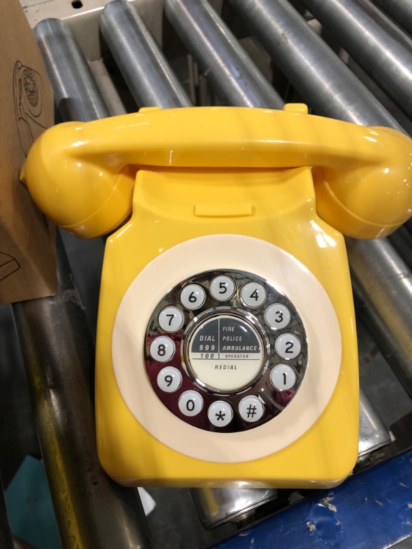 Photo 1 of Corded Retro Phone, TelPal 80's Classic Telephone/Old Fashion Landline Phone/Wired AntiqueTelephone for Home/Office/Hotel Yellow