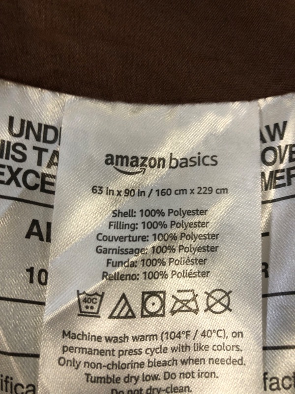 Photo 3 of Amazon Basics Reversible Lightweight Microfiber Comforter Blanket, Twin/Twin XL, Chocolate/Khaki Chocolate / Khaki Twin/Twin XL 1-Pack