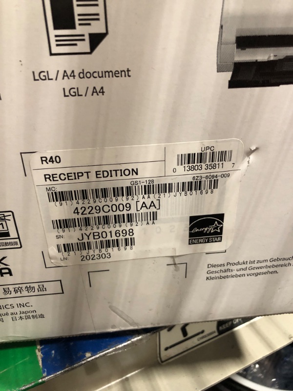 Photo 2 of Canon imageFORMULA R40 Receipt Edition Office Document Scanner