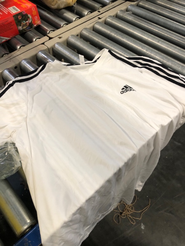 Photo 2 of adidas Men's Essentials 3-Stripes Tee X-Large White/Black