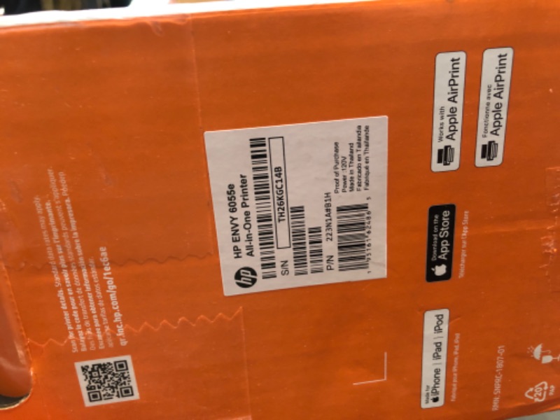 Photo 1 of HP ENVY 6055e Wireless Color Inkjet Printer, Print, scan, copy, Easy setup, Mobile printing, Best for home, Instant Ink with HP+,white New