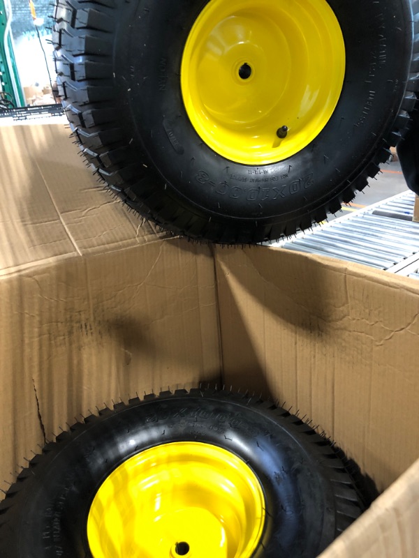 Photo 3 of 2PCS 20x10.00-8 Lawn Mower Tires,20x10x8 Lawn Tractor Tires with Rim,20x10.00-8nhs 4 Ply Tubeless Tires for Riding Lawn & Garden Tractors,Golf Carts,3.5" Offset Hub,1190lbs Capacity 20x10.00-8 Tires with Rim