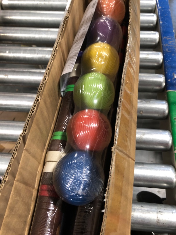 Photo 1 of Juegoal Six Player Deluxe Croquet Set with Wooden Mallets, Colored Balls, Sturdy Bag for Adults &Kids, Perfect for Lawn, Backyard and Park, 28 Inch Brown