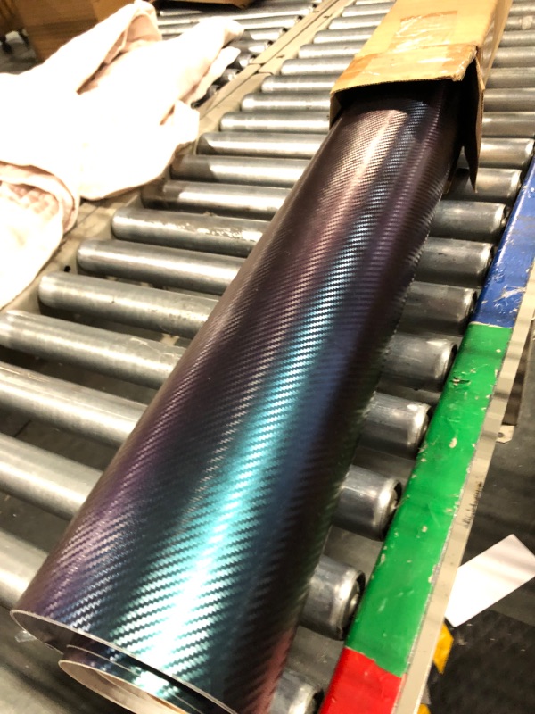 Photo 3 of Chameleon Carbon Fiber Purple to Blue Oil Slick Stretch Conform Caste Vinyl Wrap Decal Roll VViViD XPO (25ft x 5ft)