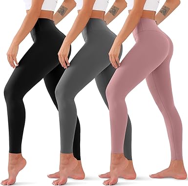 Photo 1 of 3 Pack High Waisted Leggings for Women No See Through Yoga Pants Tummy Control Leggings for Workout Running Buttery Soft
