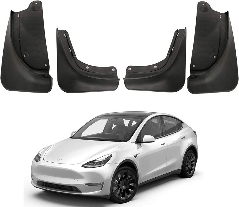 Photo 1 of BASENOR Tesla Model Y Mud Flaps Splash Guards Winter Vehicle Sediment Protection No Need to Drill Holes Vehicle Tire Protector Mudflaps Tesla Exterior Accessories