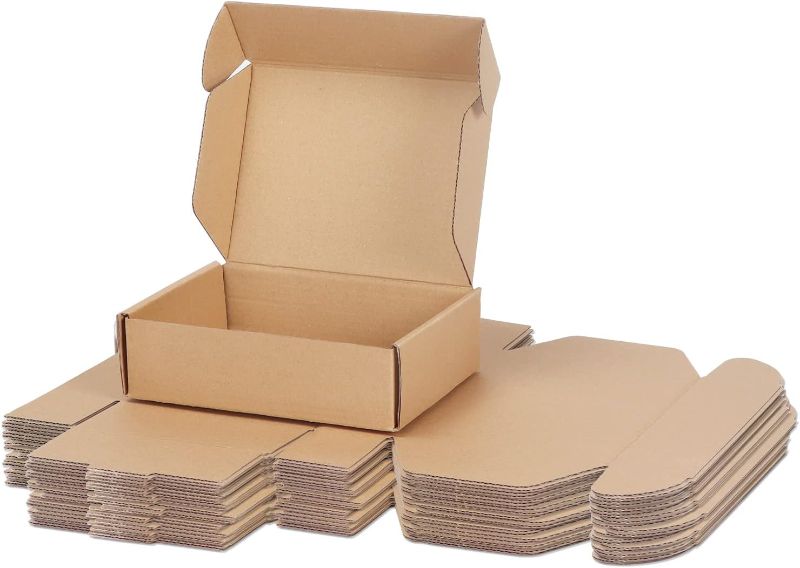 Photo 1 of PHAREGE 7x5x2 inch Shipping Boxes 25 Pack, Brown Corrugated Cardboard Mailer Boxes, Small Mailing Boxes for Packaging Small Business 7x5x2 inch 25