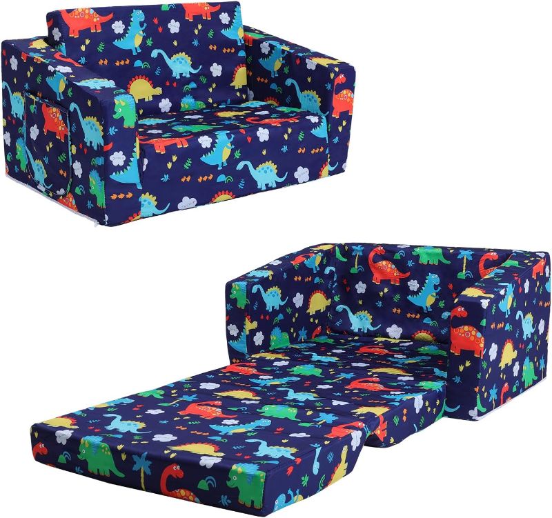 Photo 1 of decalsweet Foldable Kids Sofas Couch 2 in 1 Children Convertible Sofa to Lounger Flip Open Toddlers Sofa Bed