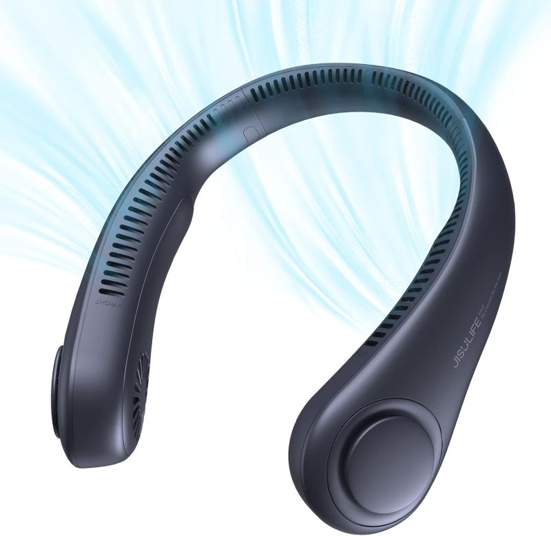 Photo 1 of JISULIFE Portable Neck Fan, Hands Free Bladeless Fan, 4000 mAh Battery Operated Wearable Personal Fan, Leafless, Rechargeable, Headphone Design,3 Speeds Gifts for Women Men-Dark Blue
