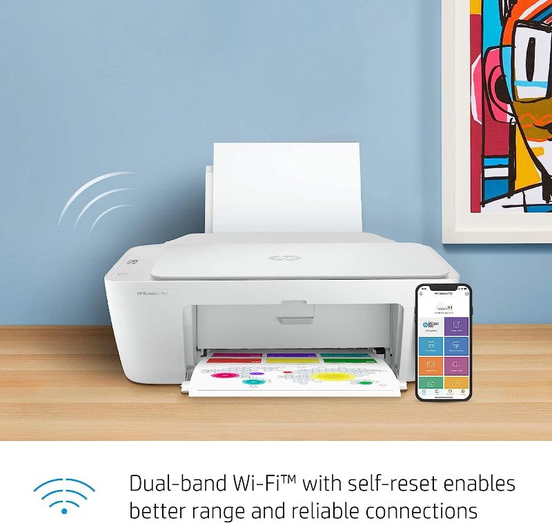 Photo 1 of HP DeskJet 2752 All-in-One Color Inkjet Printer Scanner and Copy with Mobile Printing, Wireless Printers for Home and Office, Instant Ink Ready, Dual-Band WiFi, 8RK11A (Renewed)
