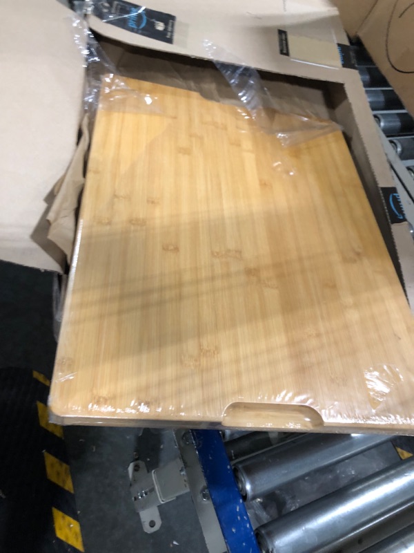 Photo 3 of 24 x 18 Extra Large Bamboo Serving Boards for Kitchen, Heavy Duty Wood Butcher Block Chopping Board with Handle and Juice Groove for Meat, Large Charcuterie Board, Over the Sink Cutting Board 24" X 18"