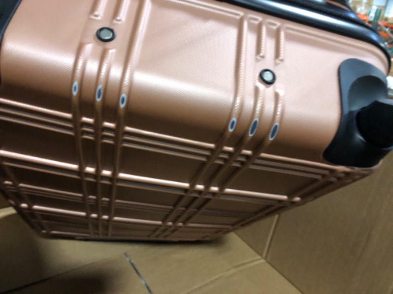 Photo 5 of Ben Sherman Nottingham Lightweight Hardside 4-Wheel Spinner Travel Luggage, Rose Gold, 20-Inch Carry On
