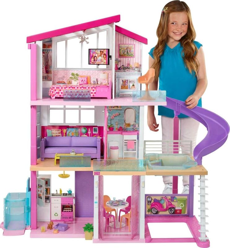 Photo 1 of DreamHouse Dollhouse with 70+ Accessories, Working Elevator & Slide, Transforming Furniture, Lights & Sounds (Amazon Exclusive)
