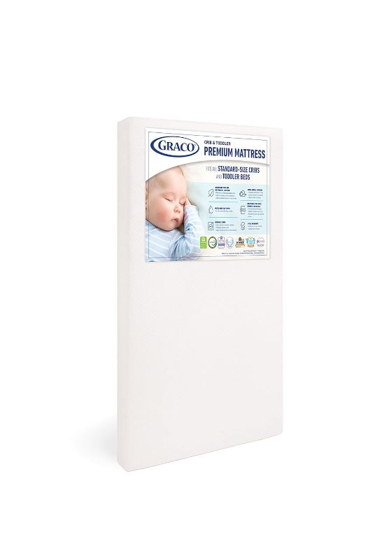 Photo 1 of Graco Premium Crib & Toddler Mattress – GREENGUARD Gold Certified, CertiPUR-US Certified Foam, Machine Washable Cover with 100% Waterproof Sleep Surface, Fits Standard Full-Size Crib and Toddler Bed
