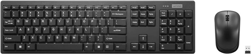 Photo 1 of Lenovo 100 Wireless Keyboard and Mouse Combo – Cordless Set with Spill Resistant Quiet Keys – 3-Zone Keyboard - Ambidextrous Mouse – Compact Design – Wireless USB -Black
