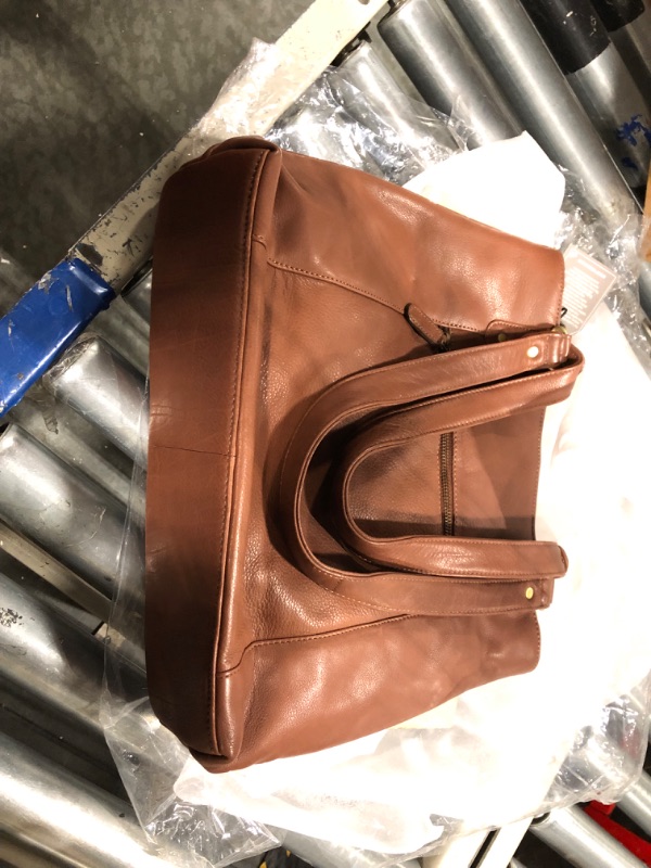 Photo 1 of VALENCHI-Leather Shoulder Bag with Front and Back Zipper pocket with Large storage capacity Cognac Milled
