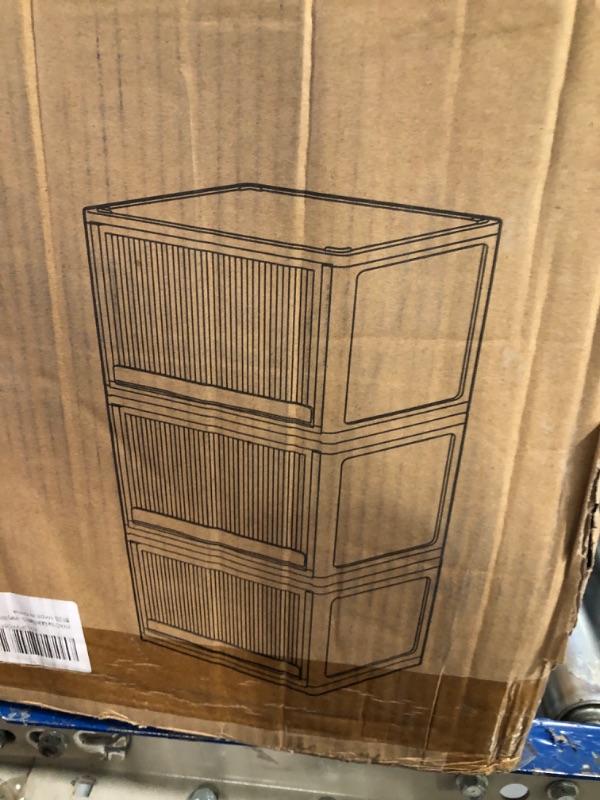 Photo 1 of XIYAO Plastic Storage Bins with Drawers,Stackable Storage Drawer with Clear Flip door, Wardrobe Closet Organizer,Toy Storage containers organizer for clothes,Home,Bedroom,White(17Gal*3 pack) 17 Gal-3pack White