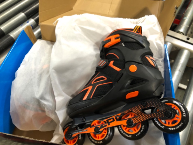 Photo 3 of 2PM SPORTS Torinx Orange/Red/Green Black Boys Adjustable Inline Skates, Fun Roller Blades for Kids, Beginner Roller Skates for Girls, Men and Ladies Orange Large - Youth (4-7 US)