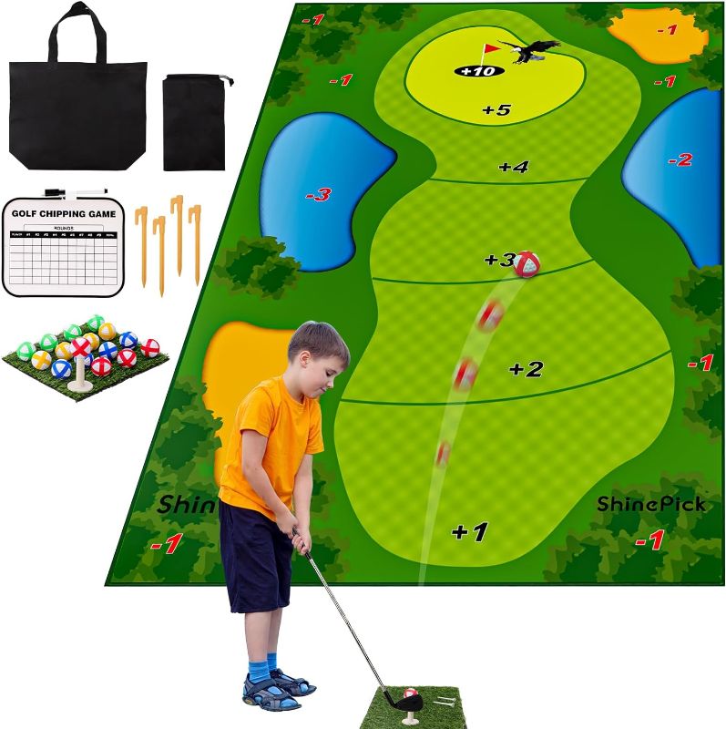 Photo 1 of Casual Golf Game Set,Golf Game Training Mat Set,with 2 PC Golf Putter,Golf Mat,Kids Golf Games for Backyard
