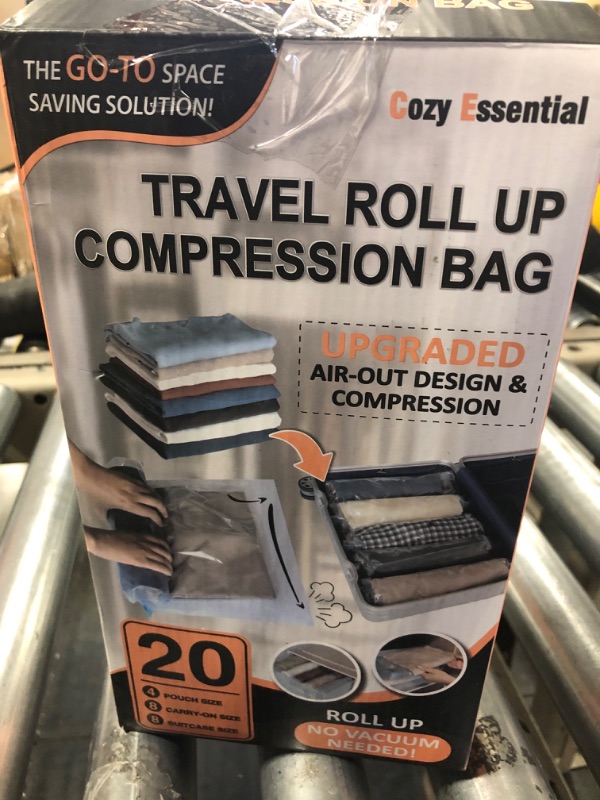 Photo 2 of 20 Travel Compression Bags Vacuum Packing, Roll Up Travel Space Saver Bags for Luggage, Cruise Ship Essentials (8 Large Roll/8 Medium Roll/4 Small Roll)