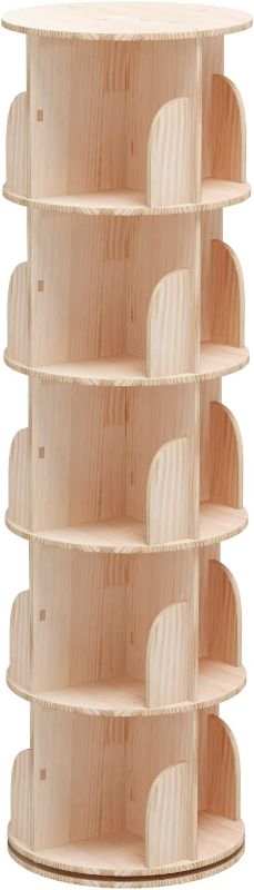 Photo 1 of 5 Tier 360° Rotating Stackable Shelves Bookshelf Organizer 360 Display Rotating Bookshelf Wood Book Shelf Organizer for Bedroom, Living Room, Study Room - Intexca