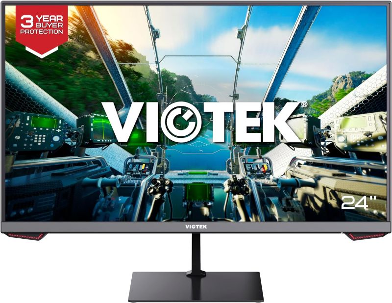 Photo 1 of Viotek GFV24CB2 24-Inch Gaming Monitor | 180Hz FHD 1920x1080p | 4000:1 Contrast 98% sRGB | Super Thin Build w/Competition-Ready Adaptive Sync | GSYNC & FreeSync-Compatible | DP HDMI 3.5mm Audio Out (