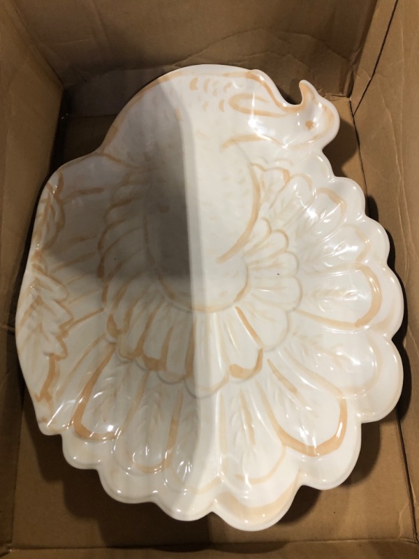 Photo 3 of Amscan Thanksgiving Melamine Turkey-Shaped Serving Platter, 14-3/4" X 19-1/4", White