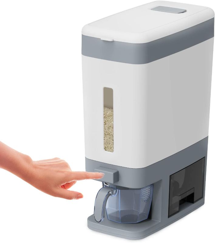 Photo 1 of angilifan 25Lbs Rice Dispenser, Large Grain Storage Container with Lid Measuring Cylinder, Household Moisture Proof, BPA-Free, Suitable for Storing Rice, Cereals and Pet Food