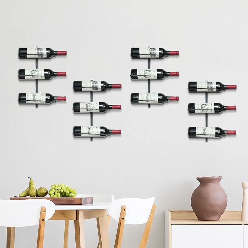 Photo 1 of 12 Bottle Wall Mounted Wine Rack, Adjustable Tier Wall Hanging Wine Holder Towel Rack, Detachable Wine Storage Organizer Used As One or Four, for Kitchen, Pantry, Dining Room, Bar, Wine Cellar