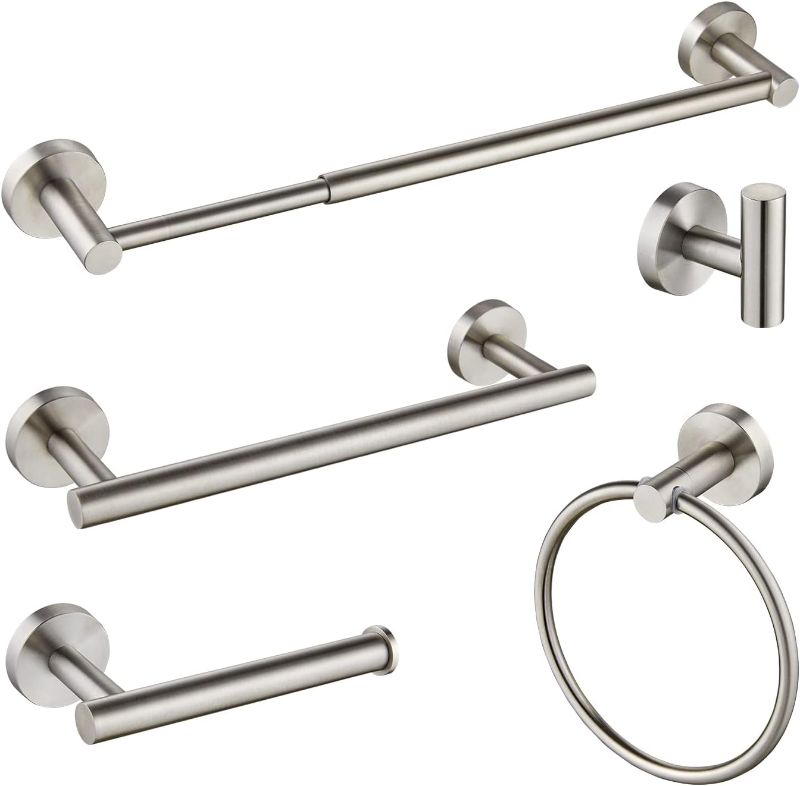 Photo 1 of Beati Faucet Towel Bar Rack Holder Hanger Set for Bathroom Wall Mount 5 PCS SUS304 Stainless Steel Brushed Nickel, BFTH015-BN