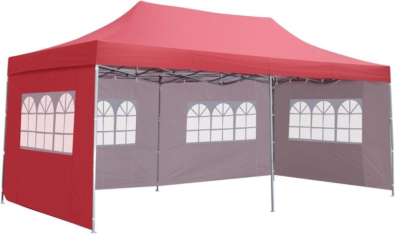 Photo 1 of 10x20 Ft Pop up Canopy Party Wedding Gazebo Tent Shelter with Removable Side Walls (RED)