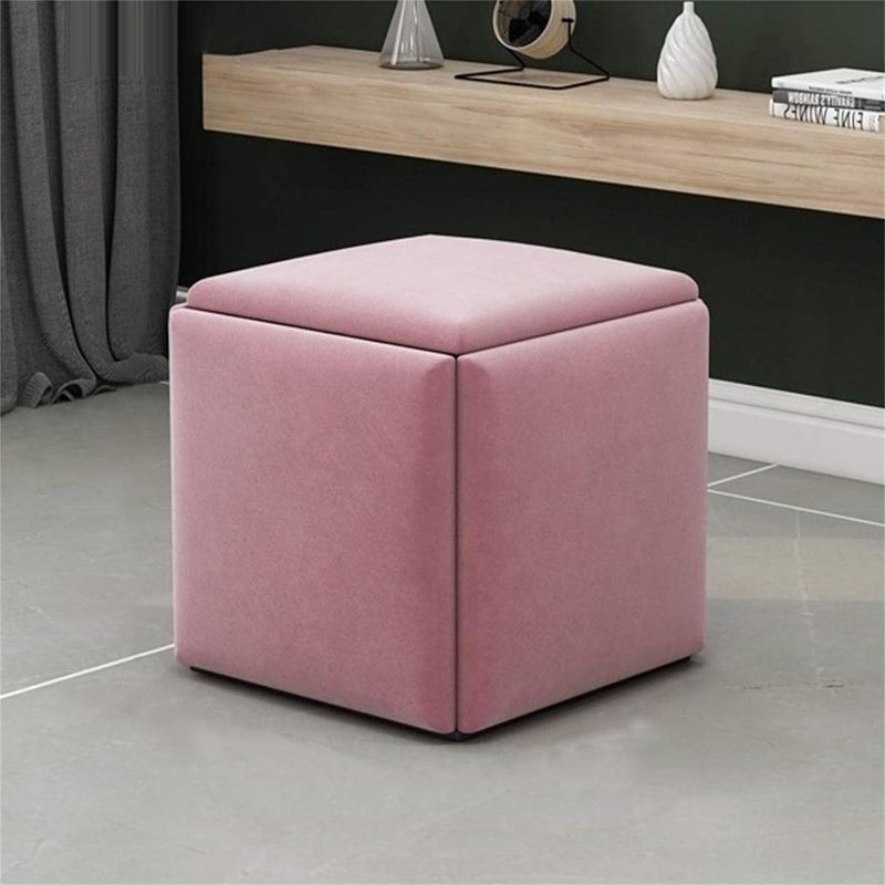 Photo 1 of AMEOBA Stackable Sofa Chair Stool Combination 5 in 1 Seating Cube Footstool, Breathable Suede Footrest Ottomans Home Accessory Creative Cube Sofa, Large, Pink
 
