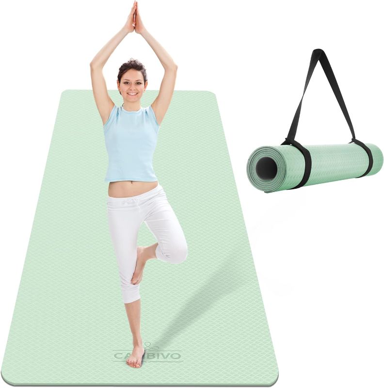 Photo 1 of CAMBIVO Extra Thick Yoga Mat for Women Men Kids, Professional TPE Yoga Mats, Workout Mat with Carrying Strap for Yoga, Pilates and Floor Exercises Mint Green+Gray 72*24*0.24 inch