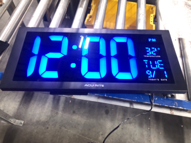 Photo 3 of 18 in. Digital Clock with Date, Indoor Temperature, and Blue LED Display