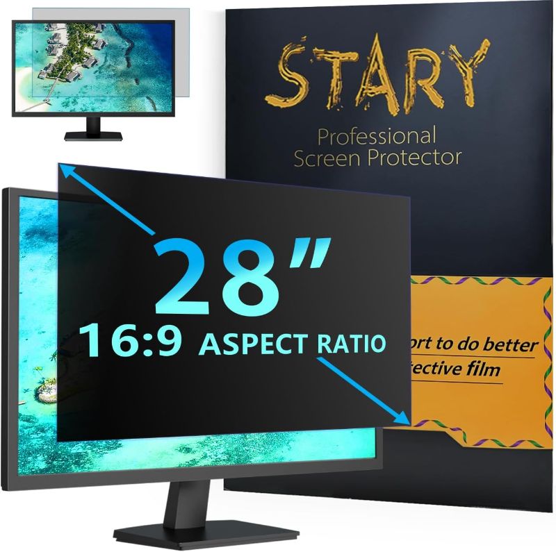 Photo 1 of STARY 28 Inch Computer Privacy Screen Filter for 16:9 Widescreen Monitor Computer Screen Privacy Shield Anti-Glare Protector