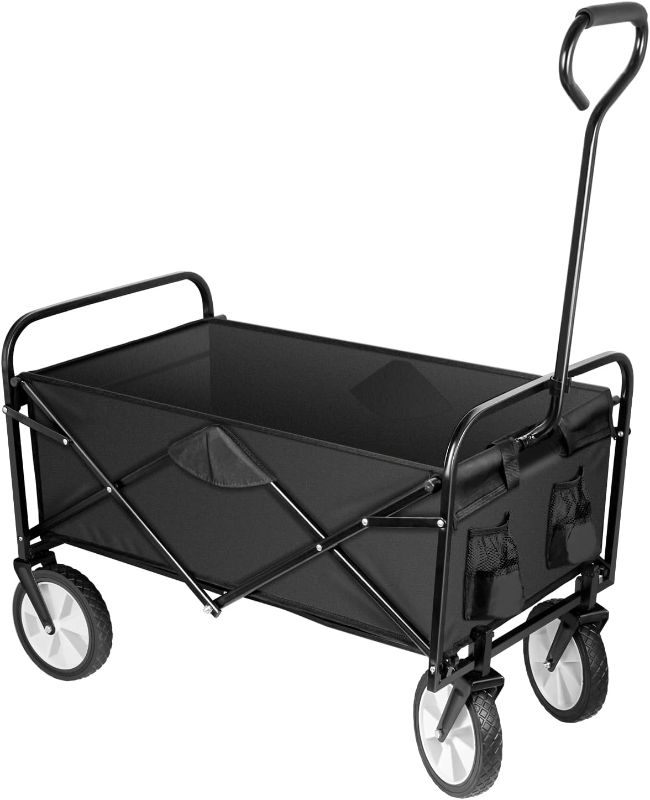 Photo 1 of  Rolling Folding & Rolling Collapsible Garden Cart, Outdoor Camping Wagon Utility with 360 Degree Swivel Wheels & Adjustable Handle, Black 220lbs Weight Capacity