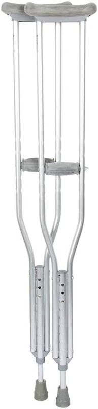 Photo 1 of Aluminum Crutches, Adult, Medium, 5' 2"–5' 10" – Pair of Lightweight, Height Adjustable Crutches – Includes Padded Underarm Cushions, Hand Grips, & Rubber Tips – Max. Weight Capacity 300 lb.