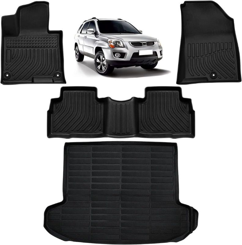 Photo 1 of All Weather Floor Mats Set Custom Fit for Kia Sportage Hybrid 2023 All-Weather Cargo Liner Rear Cargo Tray Trunk Floor Mat Interior Accessories