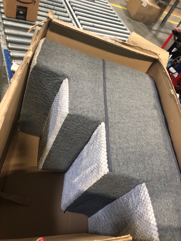 Photo 1 of  Dog Stairs for Small Dogs - Pet Stairs for Beds and Couch, Folding Pet Steps with CertiPUR-US Certified Foam for Cat and Doggy, Non-Slip Bottom Dog Steps, Grey, 4 Steps 4-Step (H: 18IN) Grey