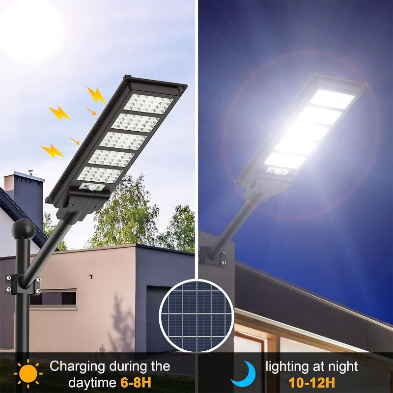 Photo 1 of 1pcs 350W Solar Street Light, 400LED Solar Flood Lights Outdoor Dusk to Dawn Motion Sensor, with Remote Control & Bracket, Security Solar Outdoor Lights IP66 Waterproof Lamp for Yard Garden Street