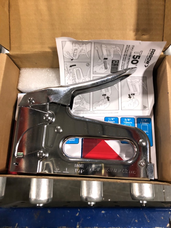 Photo 3 of Arrow T50 Heavy Duty Staple Gun Kit, All Chrome Steel Stapler, with 3750 Pieces T50 1/4", 3/8", 1/2" Staples, for Upholstery Professional Projects