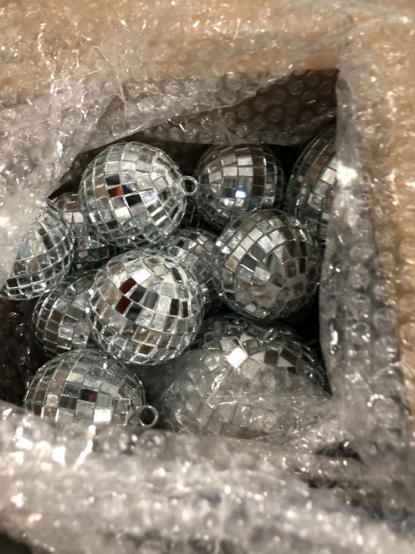 Photo 3 of 20 Pcs Hanging Mirror Disco Ball Ornaments Glass Disco Balls Decoration Different Sizes 70s Reflective Mini Disco Ball Decor with Rope (6 Inch, 4 Inch, 3. 2 Inch, 2 Inch)