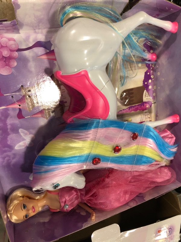 Photo 3 of Magical Lights Unicom and Princess Doll, Horse Toys Playset, Unicorn Toys Princess Gifts for 3 to 7 Year Olds Girls Kids Magical Light Unicorn Princess