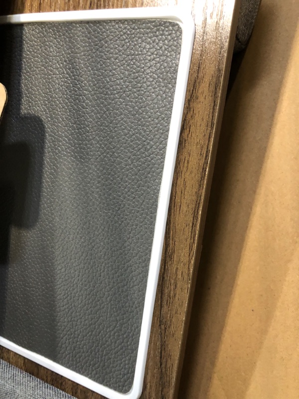 Photo 1 of HUANUO Lap Desk - Fits up to 17 inches Laptop Desk, Built in Mouse Pad & Wrist Pad for Notebook, MacBook, Tablet, Laptop Stand with Tablet, Pen & Phone Holder - HNLD6 Dark Woodgrain