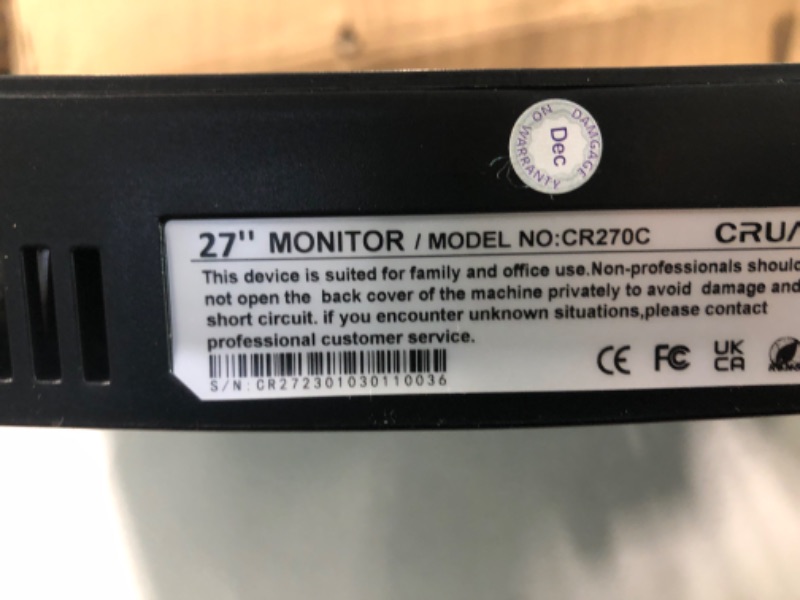 Photo 1 of CRUA 27" 144hz/165HZ Curved Gaming Monitor, Full HD 1080P 1800R Frameless Computer Monitor, 1ms GTG with FreeSync, Low Motion Blur, Eye Care, VESA, DisplayPort, HDMI, Black 27 ” Curved FHD 165HZ