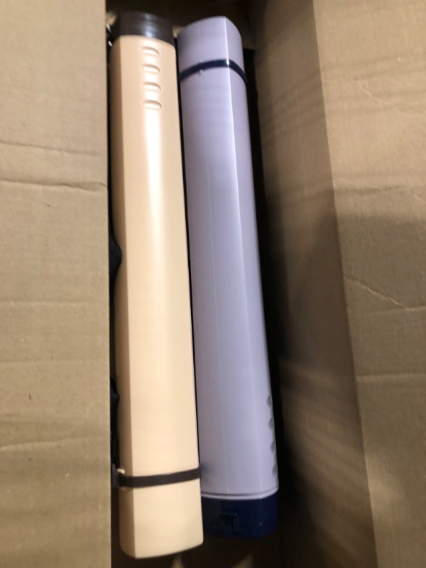 Photo 2 of 2-Pack Extendable Poster Tubes Expand from 24.5” to 40” with Shoulder Strap | Carry Documents, Blueprints, Drawings and Art | Creamy White and Violet Portable Round Storage Cases with Lids and Labels Creamy and Violet