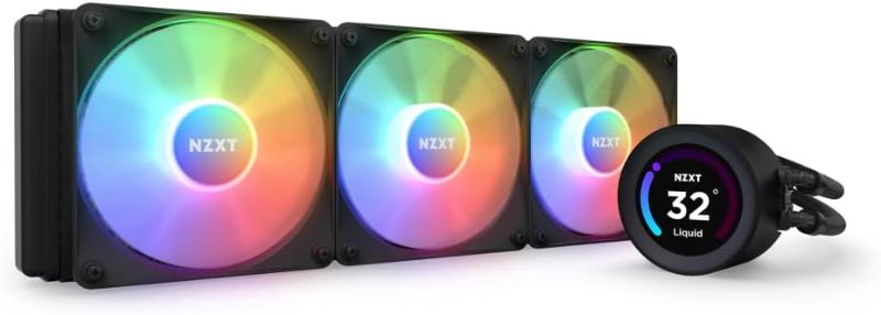 Photo 1 of NZXT Kraken Elite RGB 360 - RL-KR36E-W1 - 360mm AIO CPU Liquid Cooler - Customizable 2.36" LCD Display for Images, Performance Metrics - High-Performance Pump - 3 x F120 RGB Core Fans - 