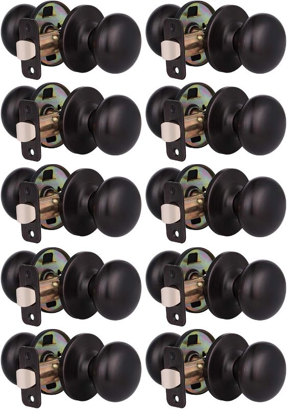 Photo 1 of 10 Pack Modern Door Knob Passage Door Knob Set, Closet Door Knobs, Hallway and Closet Door Knob in Classic Style with Concealed Screws, Oil Rubbed Bronze