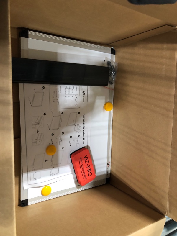 Photo 1 of VIZ-PRO Magnetic Whiteboard/Dry Erase Board, 18 X 12 Inches, Includes 1 Eraser & 2 Markers & 4 Magnets